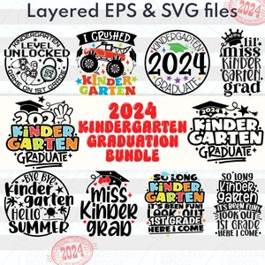 Kindergarten Graduation svg Bundle| 2024 Graduation Gifts for Boys and Girls| Kinder Graduate Shirt Png for Kids| Kindergarten Grad Cricut