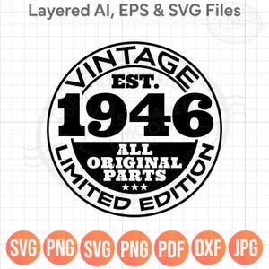 80th Birthday Png, 1946 Vintage Limited Edition Digital Design
