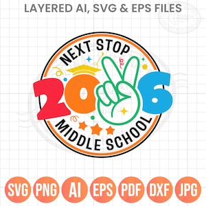 5th Grade Graduation Svg Png, Next Stop Middle School
