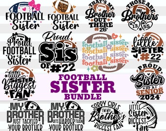 Football Sister Svg Bundle| Football Svg| Little Sister Biggest Fan Football| Football Sis Png| Football Leopard Gift| Digital Cricut Files