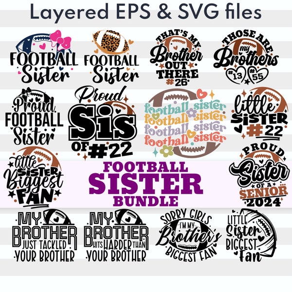 Football Sister Svg Bundle| Football Svg| Little Sister Biggest Fan Football| Football Sis Png| Football Leopard Gift| Digital Cricut Files