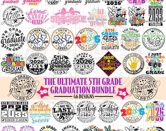 The Ultimate 5th Grade Graduation SVG PNG Bundle, 2026 Grad Boys & Girls Graduates