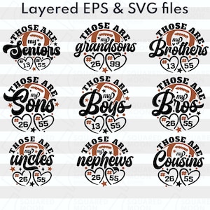 Fußball-Familie-Svg-Bundle| Das sind My Boys SVG| DIY benutzerdefinierte Nummer Vorlage | Fußball Schwester Geschenk | Meine Enkel Fußballspieler | Geschichtet