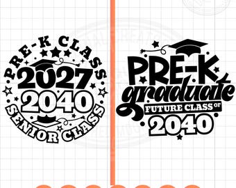 Pacchetto di immagini SVG e PNG per la scuola materna, futura classe del 2040, ritorno a scuola e diploma del 2027