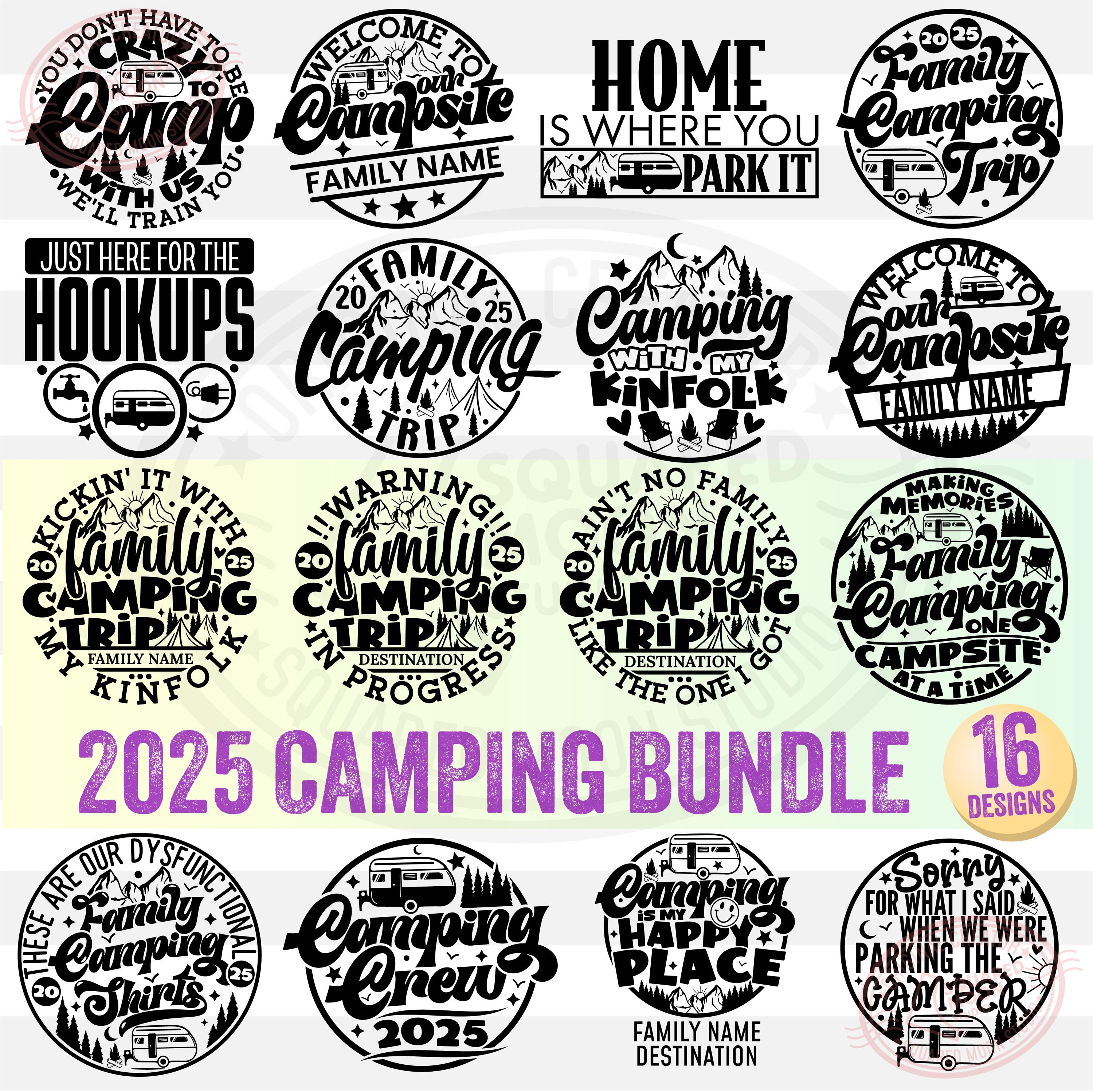 Pacchetto Svg Campeggio, Divertente Viaggio in Campeggio in Famiglia 2025 Png, Regali per Campi Estivi, Avventura in Camper, Cricut Silhouette Sublimazione, Dxf Pdf