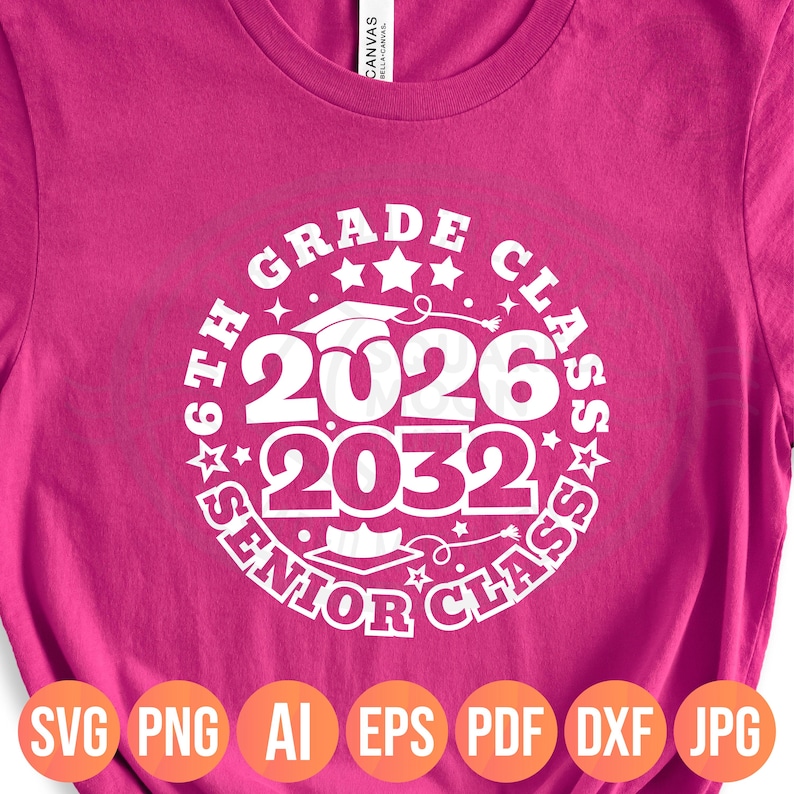 Diseño SVG PNG de 6.º grado 2026: Regreso a clases y graduación