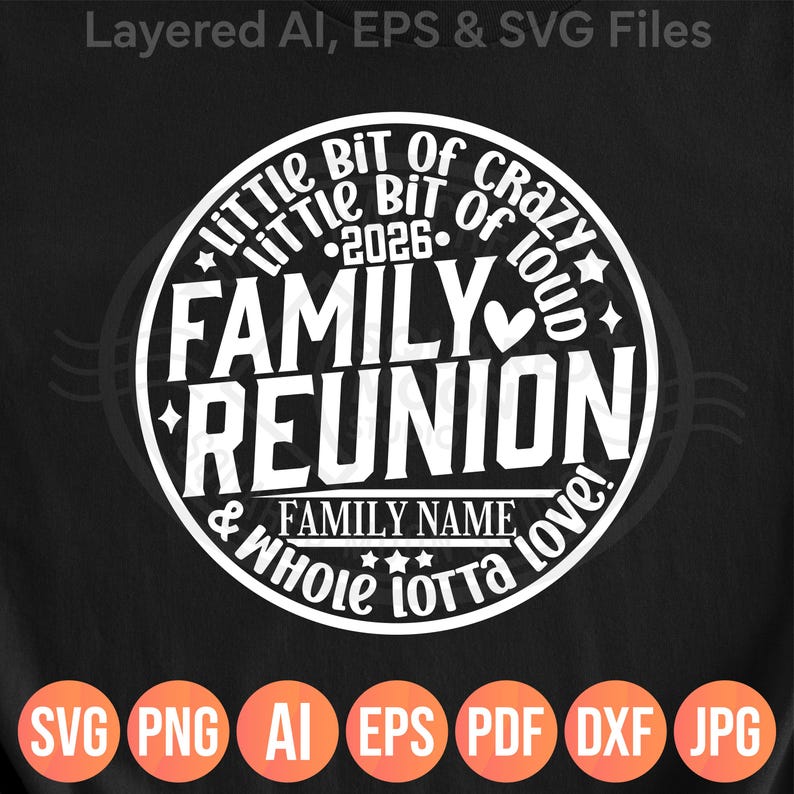 Family Reunion Svg 2026, Little Bit of Crazy, DIY Family Name Template ...