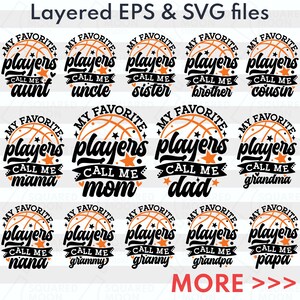 Basketball-Familie-Svg-Bundle| Meine Lieblingsspieler nennen mich Mom svg | Familie von 2 Basketball-Player Passende Geschenke | Geschichtete digitale Dateien