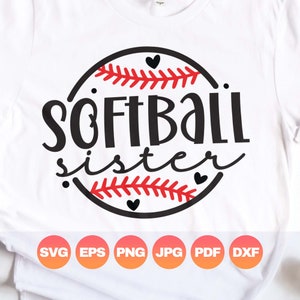 Svg soeur du softball | Softball Sis PNG pour gobelets pour chemises| Cadeau de softball pour femme | Sports Svg | Fichiers numériques Cricut Silhouette | Png Dxf Eps