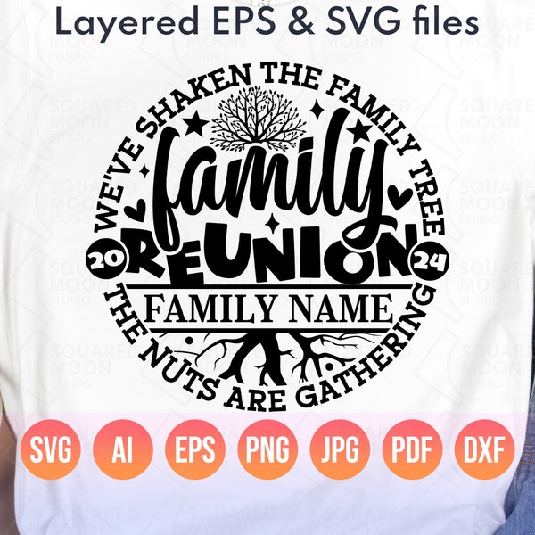 Family Reunion Svg Png| We've Shaken the Family Tree The Nuts are Gathering| DIY Personalized Family Name| Funny 2024 Family Matching Gifts