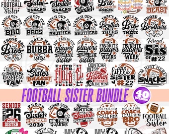 Football Sister Svg Bundle, Football Svg, Little Sister Biggest Fan Football, Football Sis Png, Football Leopard Gift, Digital Cricut Files