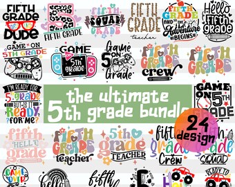 5th Grade SVG PNG Bundle: Teacher & Student Designs (Digital Files)