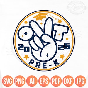 プレ K 卒業 SVG PNG、Peace Out Prek、子供たちの最後の学校日、2025 プレ幼稚園ギフト、デジタル シルエット Cricut & 昇華
