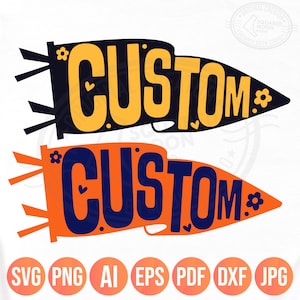 Custom Mascot Pennant Flag Png Svg, School Spirit Designs, Personalized (Mascot and Colors) Sports Team Pendant Flag, Digital Files