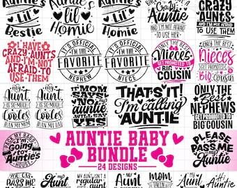 Tante Svg voor baby's| Tantebundel| Tante Svg-bestanden| Nieuw tante cadeau baby| Svg voor rompertjes| Digitale Cricut-bestanden| Png Dxf Eps Pdf