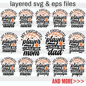 Basketball-Familie-Svg-Bundle| Lieblingsspielerin Ruft mich an Mom svg| Familie eines Basketball-Players Passende Geschenke | Geschichtete digitale Dateien