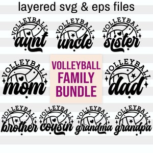 Volleyball Family Svg Bundle| Volleyball Mom Png| Family of a Volleyball Girl Matching Gift| Volleyball Season Png| Layered Digital Files