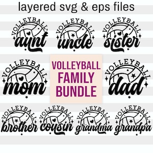 Volleybal familie SVG-bundel | Volleybal moeder png| Bijpassend cadeau voor familie van een volleybalmeisje| Volleybalseizoen, png| Gelaagde digitale bestanden