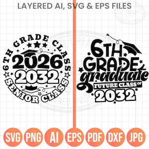 6th Grade 2026 SVG PNG: Back to School & Graduation Design (Digital Download)