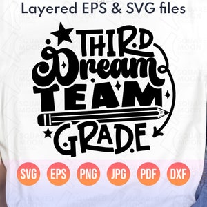 Trzecia klasa Dream Team Svg PNG| Nauczyciel 3 klasy Svg| Powrót do szkoły Svg| Zabawny prezent dla chłopców i dziewcząt z trzeciej klasy| Warstwowe pliki cyfrowe