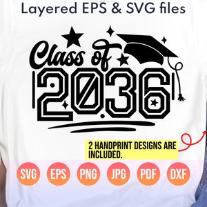Class of 2036 Svg Png| Back to School Svg| Grow With Me Handprint Shirt 2036 Gift for Girls & Boys| Memory Keepsake| Layered Digital Files