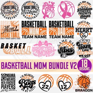 Basketball Mom Svg Bundle Volume 2 (18 Designs), Mama of a Basketball Player Png Shirts, Funny Sayings & Quotes Gifts, Digital Files