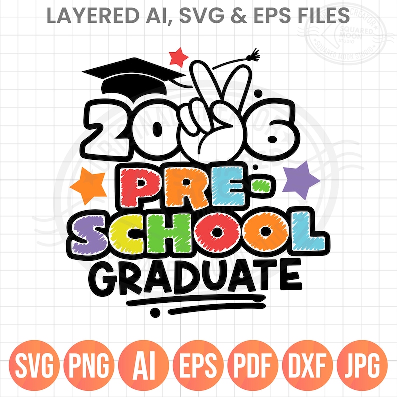 Graduación preescolar SVG PNG, regalos de graduación de 2026 para niños imagen 1