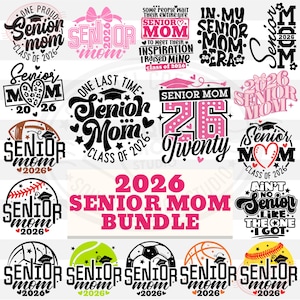 Paquete SVG de Mamá de Último Año 2026, Clase de 2026 SVG, Regalos PNG de Camiseta para Mamá de Graduación, Archivos Digitales en Capas de Leopardo para Mamá de Último Año, Archivos EPS, DXF y PDF