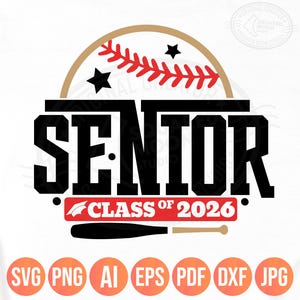Senior 2026 Svg Png, Softball Senior Svg Png, Class of 2026 Sports Gift for Girls & Boys, Baseball Senior, Layered Digital Files, Dxf Pdf