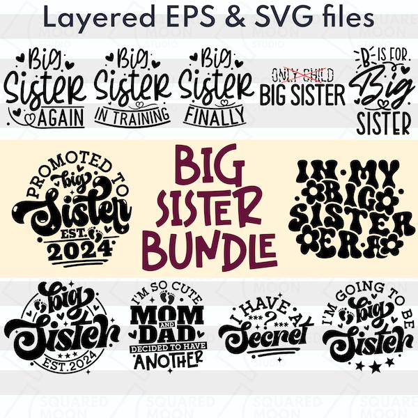 Big Sister Svg| Baby Announcement Svg Bundle| Pregnancy Reveal| Big Sister Announcement Gifts| Big Sister in Training| Digital Cricut Files