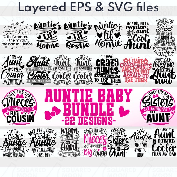 Aunt Svg for Babies| Aunt Bundle| Auntie Svg Files| New Aunt Gift