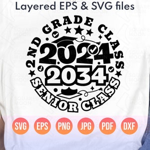 2nd Grade Svg Png| Second Grade Class of 2024 Senior Class 2034 Graduation| Last Day of School Graduate Gift| Sublimation Silhouette Cricut