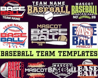 Baseball SVG PNG Bundle, Custom Team Mascot Template, Eps Pdf Jpeg Dxf