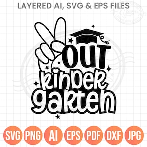 Peace Out Kindergarten SVG PNG, Last Day of School & Kindergarten Design image 1