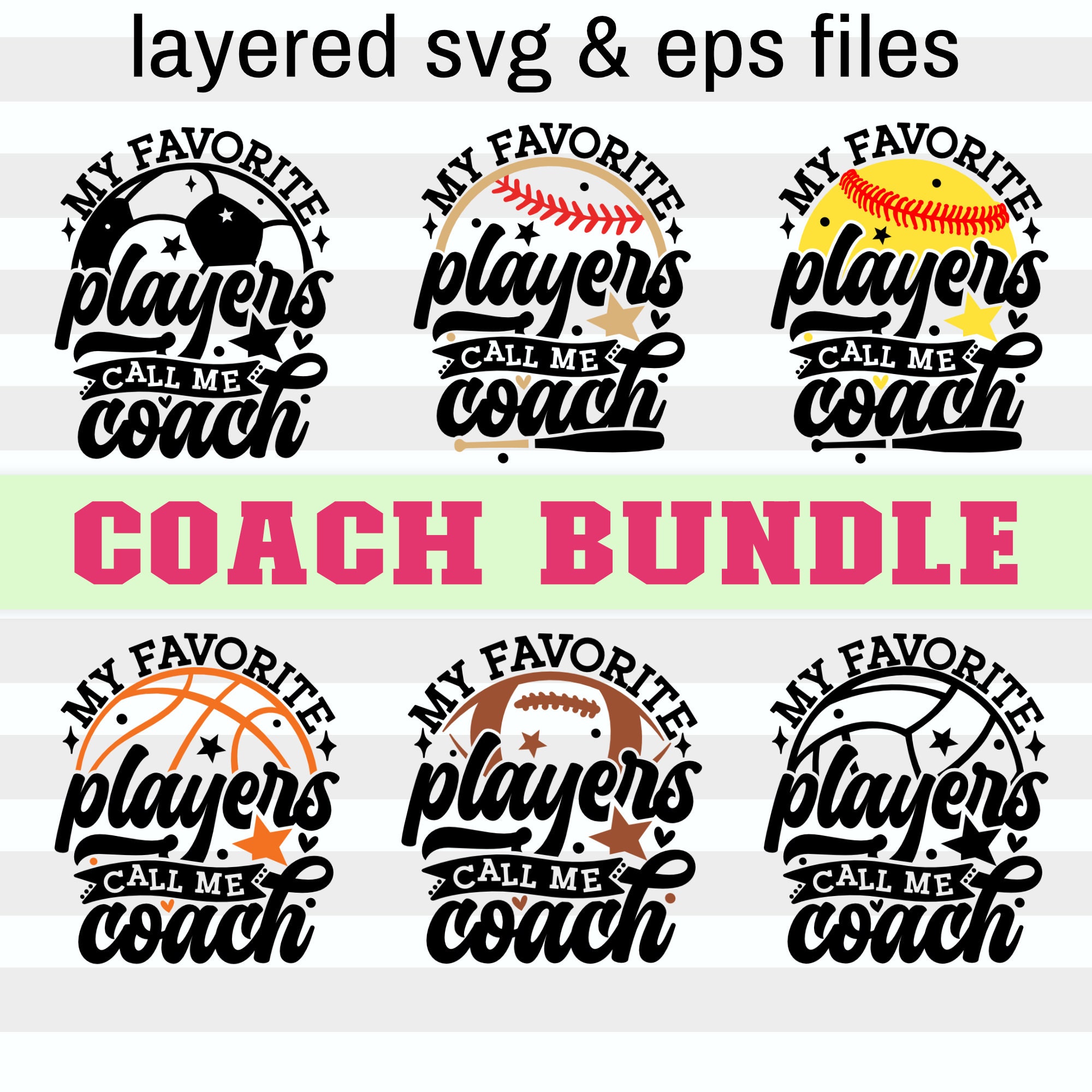 Coach SVG Bundle: Sports Team Fan Design (Digital Files)