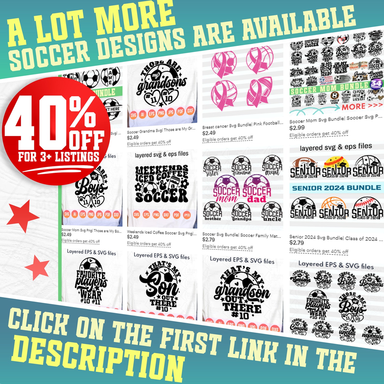Soccer SVG Bundle: Team Monogram, Layered Digital Files - Etsy