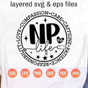 NP Life Svg png| Infirmière praticienne Svg | Cadeau drôle de collègue pour homme, femme | Appréciation de l'infirmière png| Fichiers numériques découpés en couches | Eps Dxf Pdf