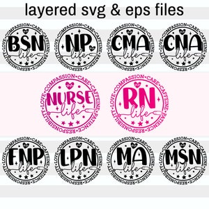 Ensemble SVG Nurse Life | Cadeau pour homme, femme| Cadeau drôle de collègue d'infirmière | Appréciation de l'infirmière png| Svg d'allaitement | Fichiers numériques Cricut en couches