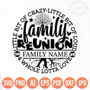 Family Reunion Svg 2025, Little Bit of Crazy Little Bit Loud Whole Lotta Love Png, DIY Custom Family Name Template, Family Matching Gift