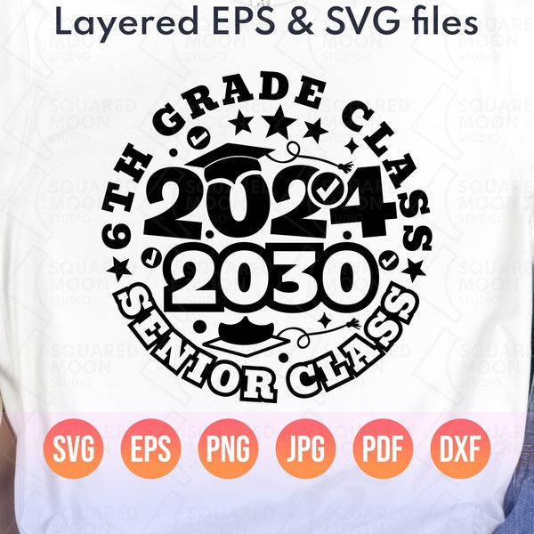 6th Grade Svg Png| Sixth Grade Class of 2024 Senior Class 2030 Graduation| Last Day of School Graduate Gift| Sublimation Silhouette Cricut