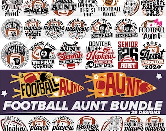 Football Aunt Svg Bundle, Football Svg Png, Nephews Biggest Fan, Auntie Leopard Gift, Auntie Football Svg, Cricut Silhouette Sublimation