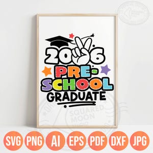 Graduación preescolar SVG PNG, regalos de graduación de 2026 para niños imagen 2