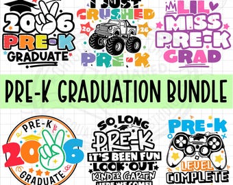 Pre-k Graduation SVG PNG Bundle, 2026 Grad & Last Day of School Graduate Designs