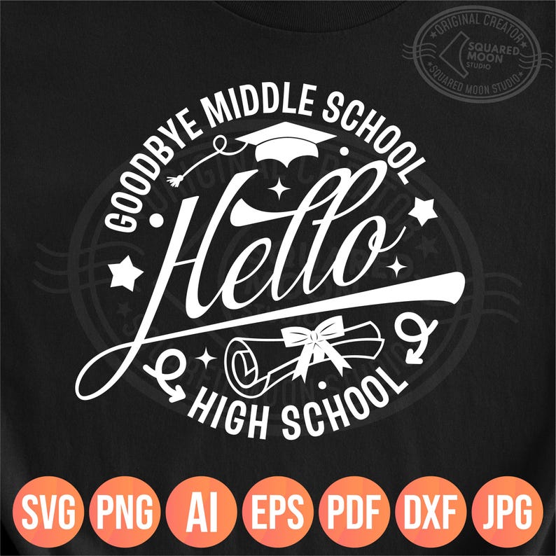 Wonmelody Abschluss-Deko Set „Goodbye Middle School Hello High School“ – Goldenes Banner, Wimpelkette 2024, Für 8. Klasse, Abschlussfeier, Jungen & Mädchen