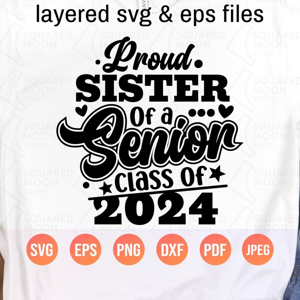 Proud Sister of a 2024 Senior Png Etsy