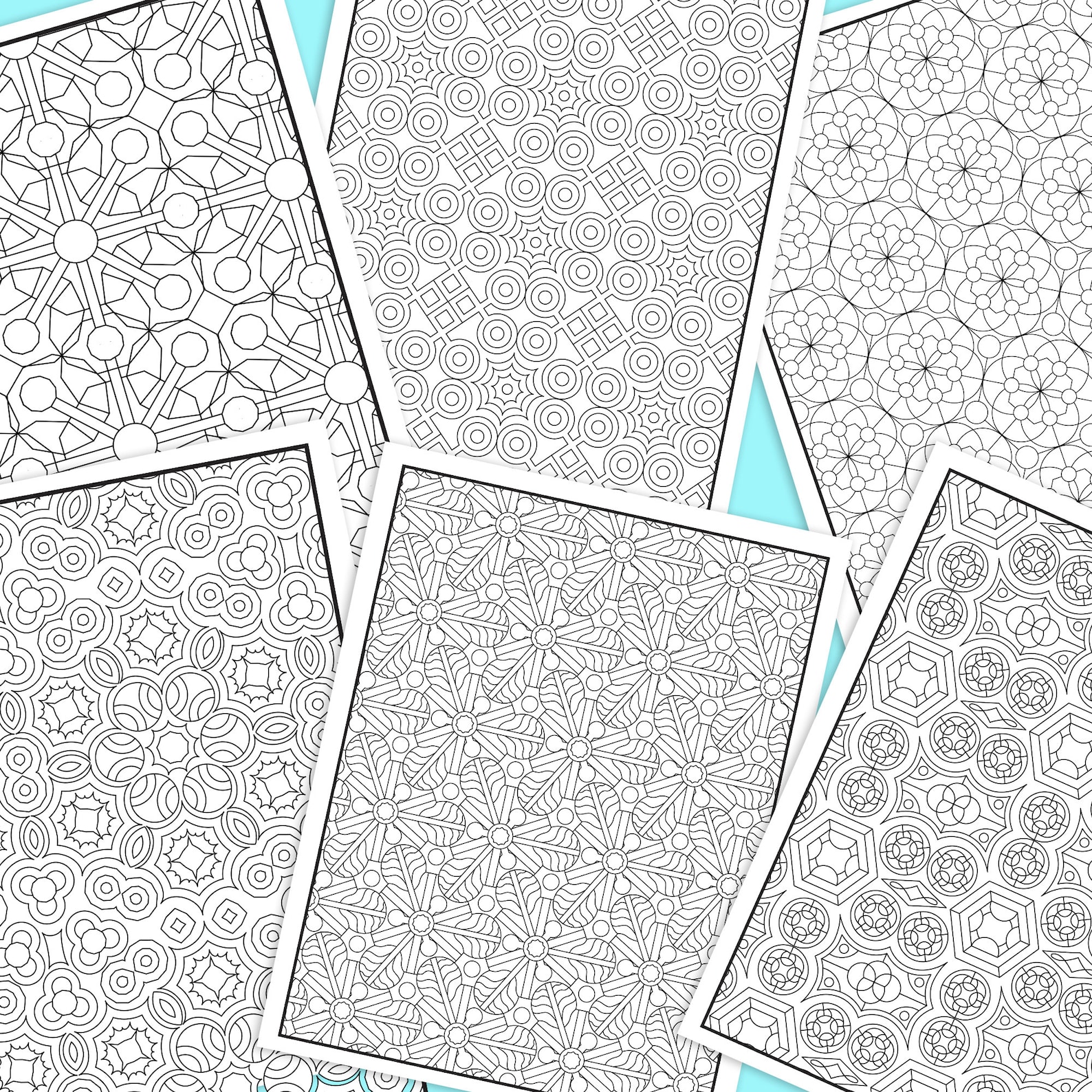 Printable Tessellation Patterns.pdf 38 Tessellation Geometric Coloring Pages Patterns | Adult Coloring Book ...