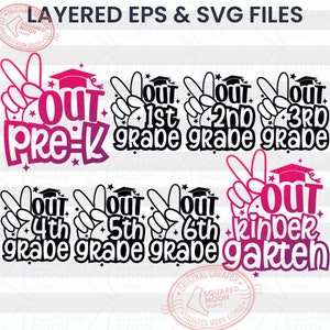 Last Day of School SVG PNG, Graduation 2026, Pre-K to 6th Grade Graduates