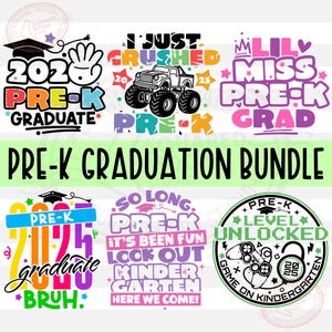 Pre-k Graduation Svg Png Bundle, 2025 Grad Shirt Designs for Boys & Girls, Last Day of School Graduate Svg, Layered Digital Files
