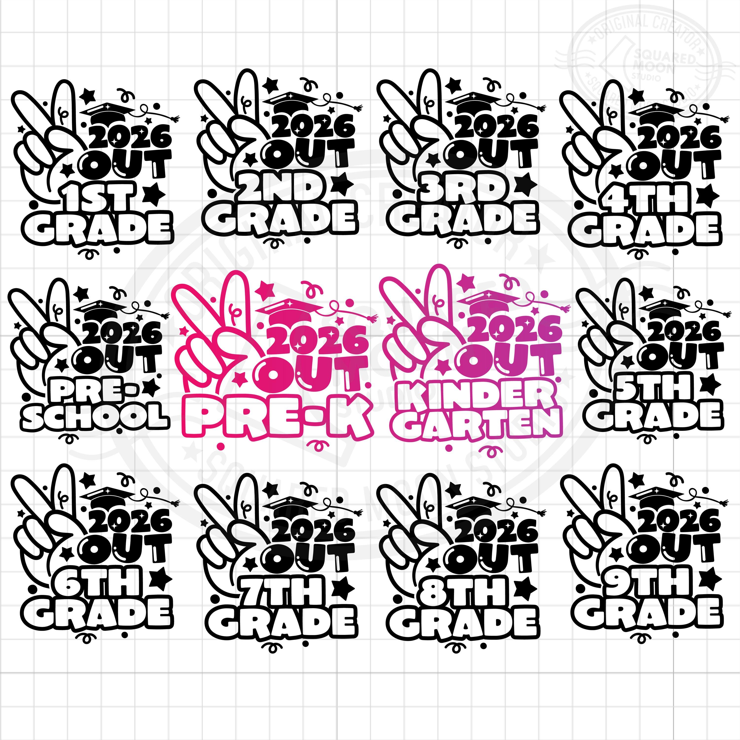 Peace Out 2026 SVG Bundle, Last Day of School, Grades Prek-9