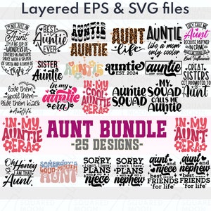 Aunt Svg Bundle| Auntie Png| Gifts for Aunts| Funny Aunt To Be Svg| Aunt Gift From Niece and Nephew| Digital Cricut Files| Png Dxf Eps